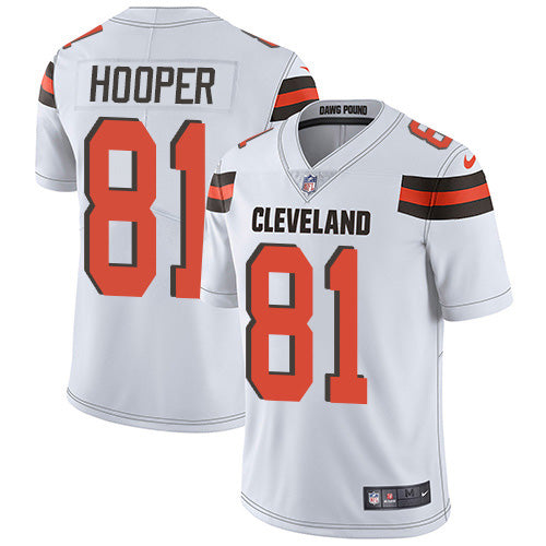 Custom Browns #81 Austin Hooper White Men’s Stitched NFL Vapor Untouchable Limited Jersey