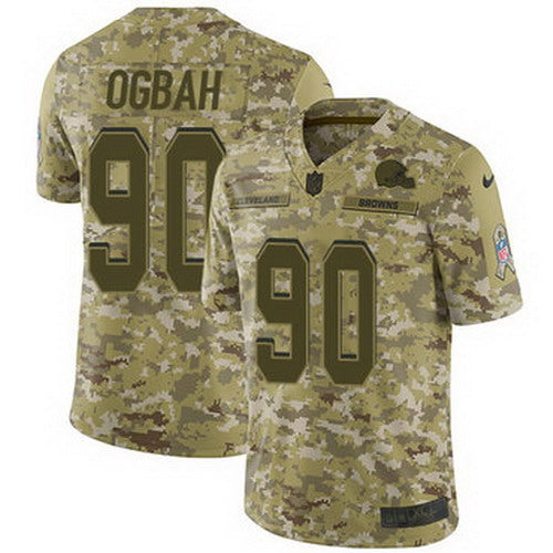 Custom Browns #90 Emmanuel Ogbah Camo Men’s Stitched NFL Limited 2018 Salute To Service Jersey