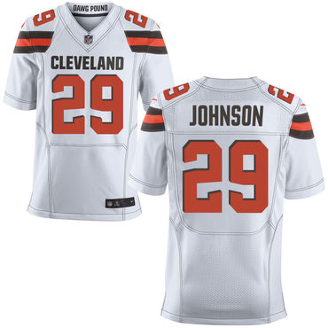 Custom Browns 29 Duke Johnson White Elite Jersey