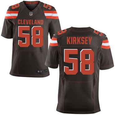 Custom Browns 58 Christian Kirksey Brown Elite Jersey