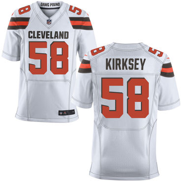 Custom Browns 58 Christian Kirksey White Elite Jersey