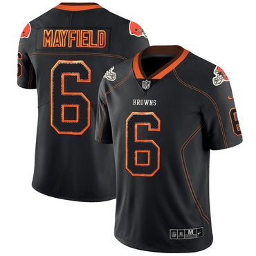 Custom Browns 6 Baker Mayfield Black Shadow Legend Limited Jersey