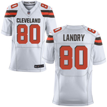 Custom Browns 80 Jarvis Landry White Elite Jersey