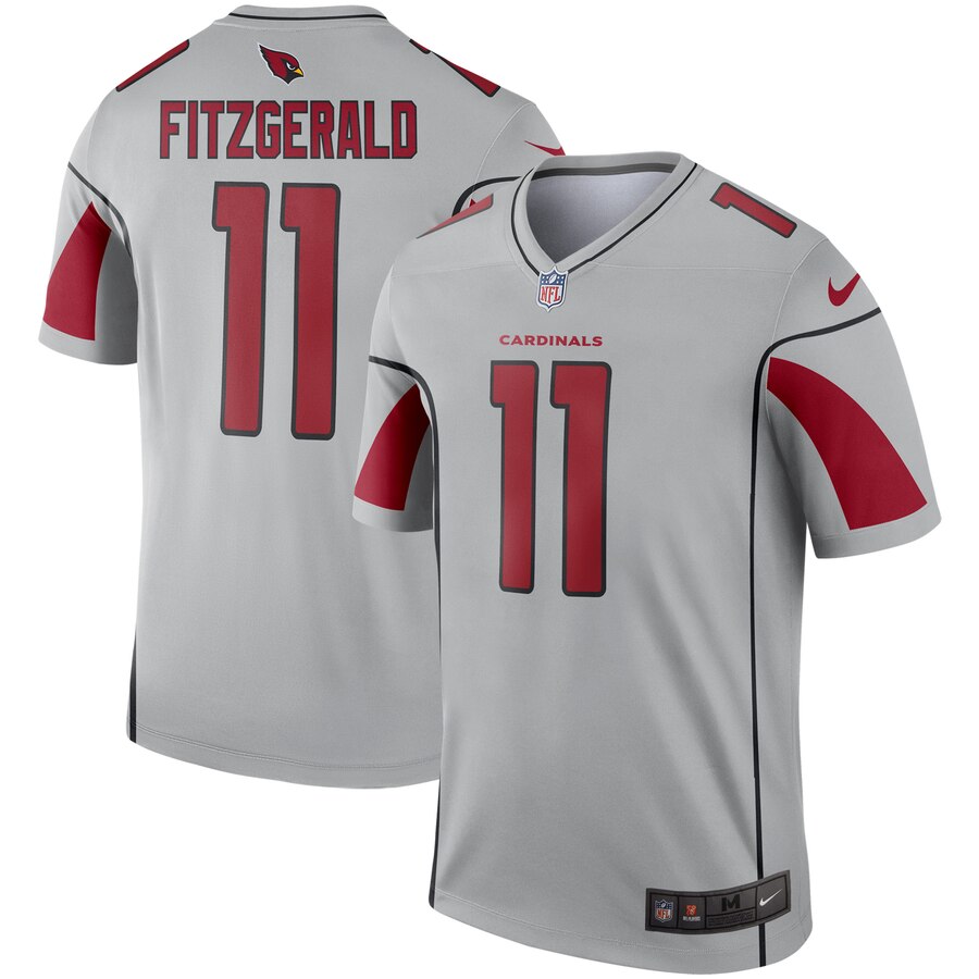 Custom Cardinals 11 Larry Fitzgerald Silver Inverted Legend Jersey