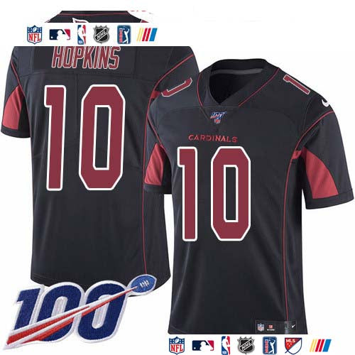 Custom Cardinals #10 DeAndre Hopkins Black Men’s Stitched NFL Limited Rush 100th Season Jersey