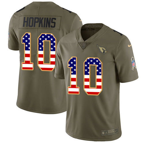 Custom Cardinals #10 DeAndre Hopkins Olive USA Flag Men’s Stitched NFL Limited 2017 Salute To Service Jersey