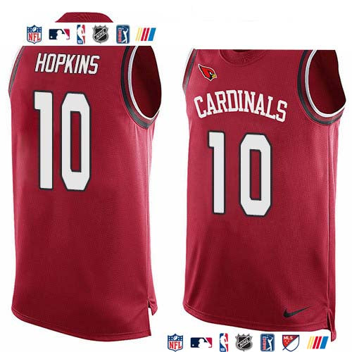 Custom Cardinals #10 DeAndre Hopkins Red Team Color Men’s Stitched NFL Limited Tank Top Jersey