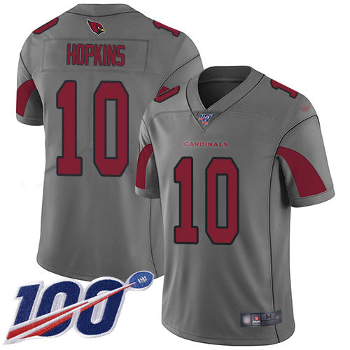 Custom Cardinals #10 DeAndre Hopkins Silver Men’s Stitched NFL Limited Inverted Legend 100th Season Jersey
