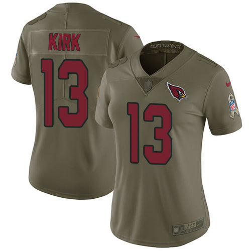Custom Cardinals #13 Christian Kirk Olive Women’s Stitched NFL Limited 2017 Salute to Service Jersey
