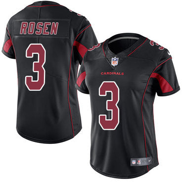 Custom Cardinals #3 Josh Rosen Black Women’s Stitched NFL Limited Rush Jersey
