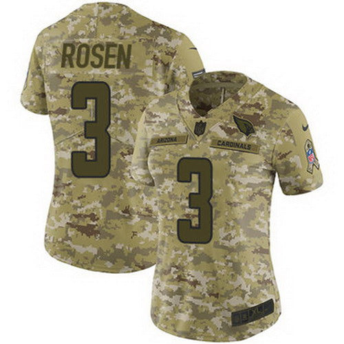 Custom Cardinals #3 Josh Rosen Camo Women’s Stitched NFL Limited 2018 Salute to Service Jersey