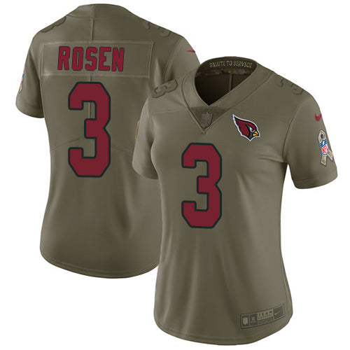 Custom Cardinals #3 Josh Rosen Olive Women’s Stitched NFL Limited 2017 Salute to Service Jersey