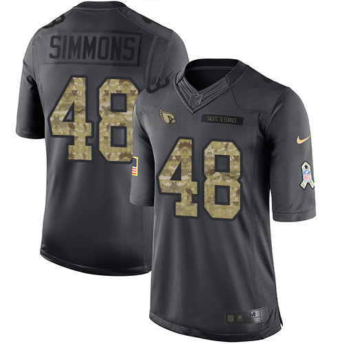 Custom Cardinals #48 Isaiah Simmons Black Men’s Stitched NFL Limited 2016 Salute to Service Jersey