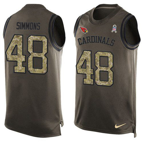 Custom Cardinals #48 Isaiah Simmons Green Men’s Stitched NFL Limited Salute To Service Tank Top Jersey
