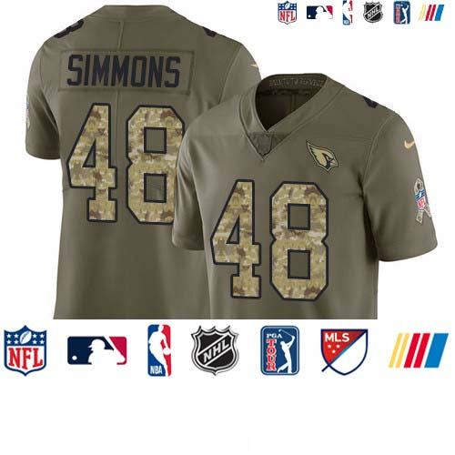 Custom Cardinals #48 Isaiah Simmons Olive Camo Men’s Stitched NFL Limited 2017 Salute To Service Jersey