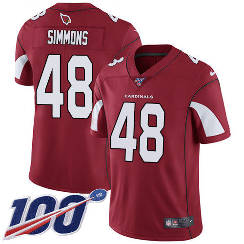 Custom Cardinals #48 Isaiah Simmons Red Team Color Men’s Stitched NFL 100th Season Vapor Untouchable Limited Jersey