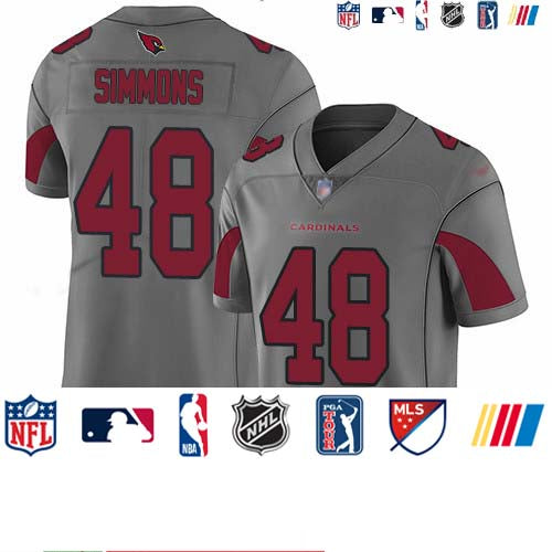 Custom Cardinals #48 Isaiah Simmons Silver Men’s Stitched NFL Limited Inverted Legend Jersey