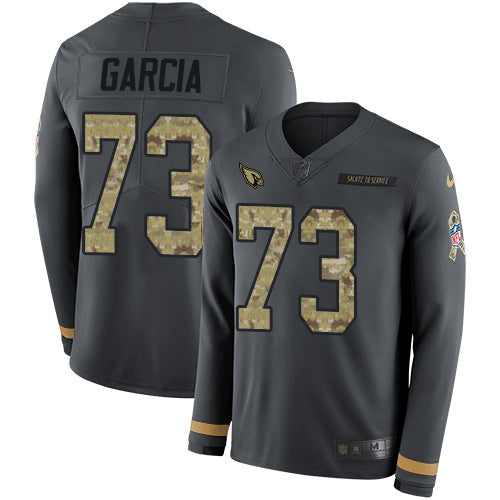 Custom Cardinals #73 Max Garcia Anthracite Salute to Service Men’s Stitched NFL Limited Therma Long Sleeve Jersey