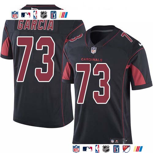 Custom Cardinals #73 Max Garcia Black Men’s Stitched NFL Limited Rush Jersey