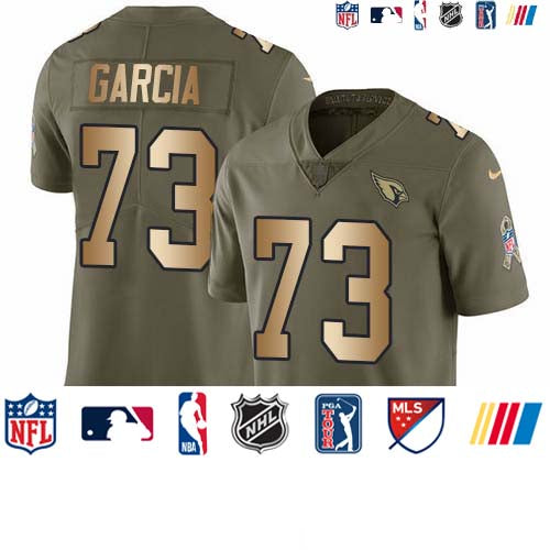 Custom Cardinals #73 Max Garcia Olive Gold Men’s Stitched NFL Limited 2017 Salute To Service Jersey