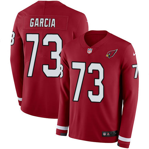 Custom Cardinals #73 Max Garcia Red Team Color Men’s Stitched NFL Limited Therma Long Sleeve Jersey