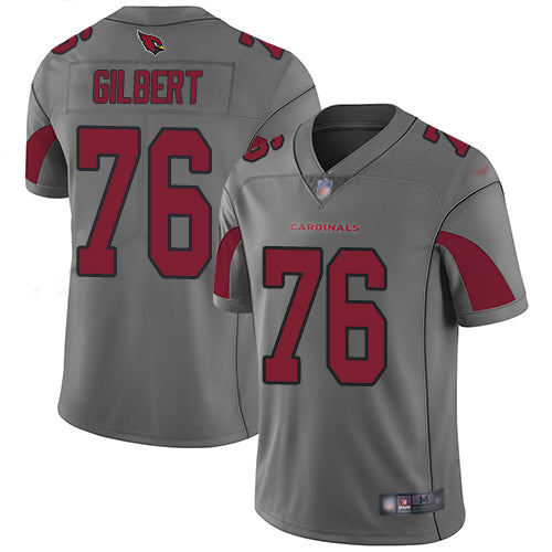 Custom Cardinals #76 Marcus Gilbert Silver Men’s Stitched NFL Limited Inverted Legend Jersey