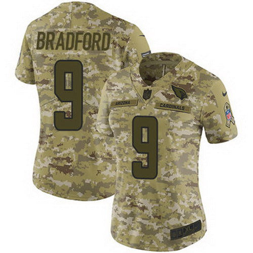 Custom Cardinals #9 Sam Bradford Camo Women’s Stitched NFL Limited 2018 Salute to Service Jersey