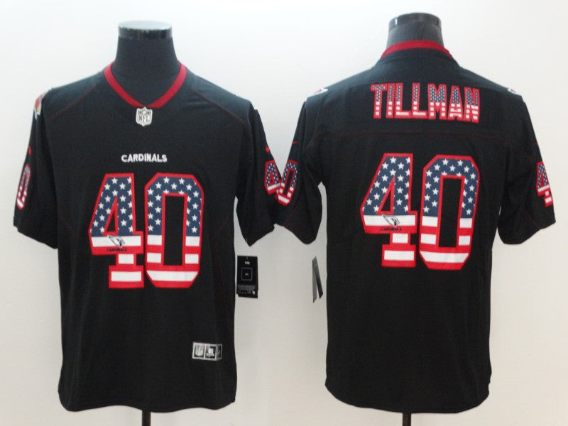 Custom Cardinals 40 Pat Tillman Black USA Flag Fashion Color Rush Limited Jersey