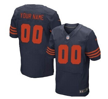 Custom Chicago Bears Customized Blue With Orange Elite Jersey
