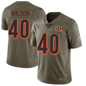 Custom Cincinnati Bengals #40 Brandon Wilson Men’s Limited Green 2017 Salute to Service Jersey