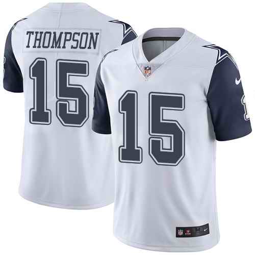 Custom Cowboys 15 Deonte Thompson White Color Rush Limited Jersey