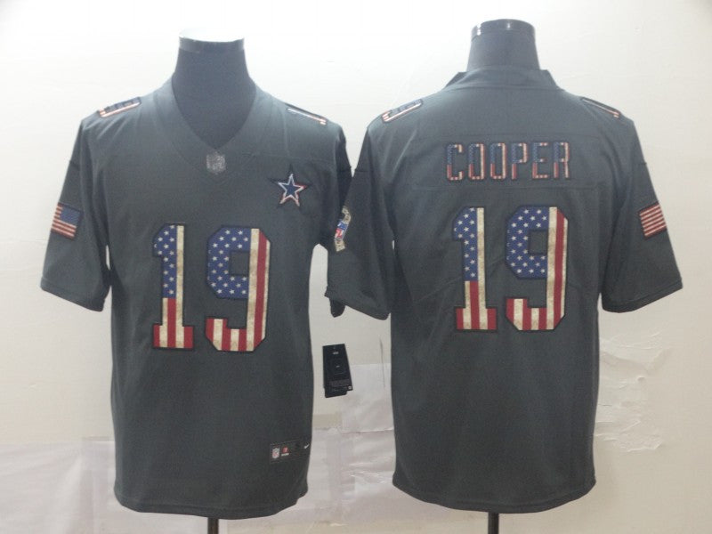 Custom Cowboys 19 Amari Cooper 2019 Salute To Service USA Flag Fashion Limited Jersey