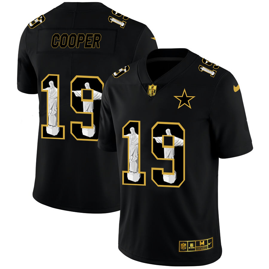 Custom Cowboys 19 Amari Cooper Black Jesus Faith Edition Limited Jersey