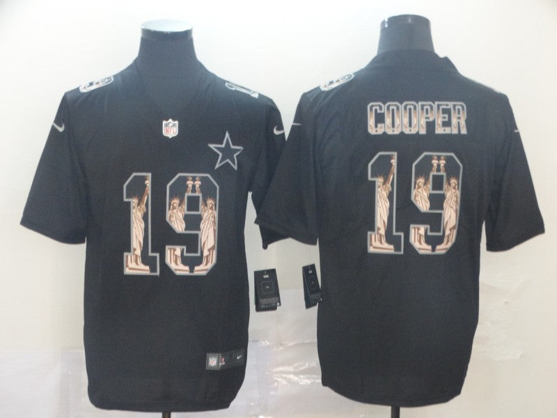 Custom Cowboys 19 Amari Cooper Black Statue Of Liberty Limited Jersey