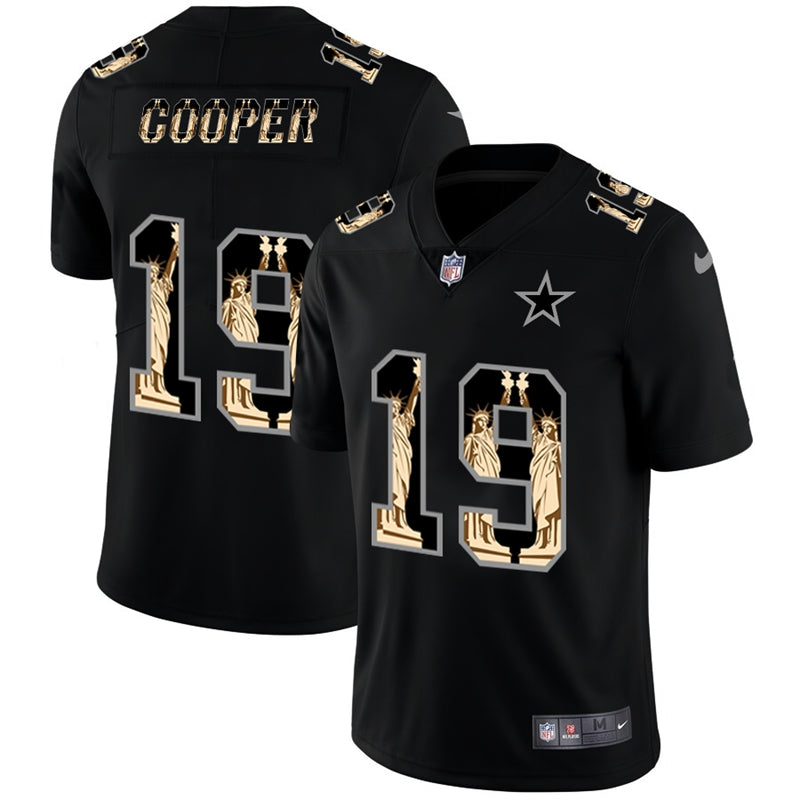 Custom Cowboys 19 Amari Cooper Black Statue Of Liberty Limited Jersey