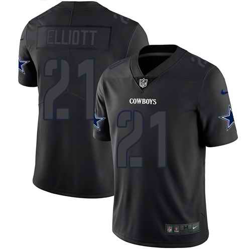 Custom Cowboys 21 Ezekiel Elliott Black Color Rush Impact Limited Jersey