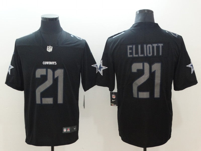 Custom Cowboys 21 Ezekiel Elliott Black Impact Limited Jersey