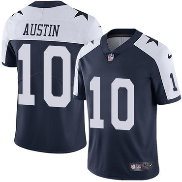 Custom Cowboys #10 Tavon Austin Navy Blue Thanksgiving Men’s Stitched NFL Vapor Untouchable Limited Throwback Jersey