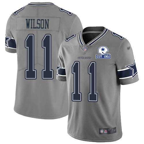 Custom Cowboys #11 Cedrick Wilson Gray Men’s Stitched With Established In 1960 Patch NFL Limited Inverted Legend Jersey