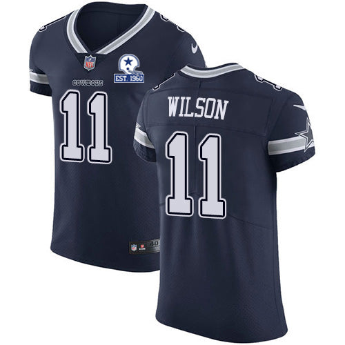 Custom Cowboys #11 Cedrick Wilson Navy Blue Team Color Men’s Stitched With Established In 1960 Patch NFL Vapor Untouchable Elite Jersey