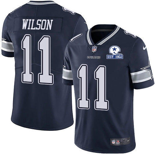 Custom Cowboys #11 Cedrick Wilson Navy Blue Team Color Men’s Stitched With Established In 1960 Patch NFL Vapor Untouchable Limited Jersey
