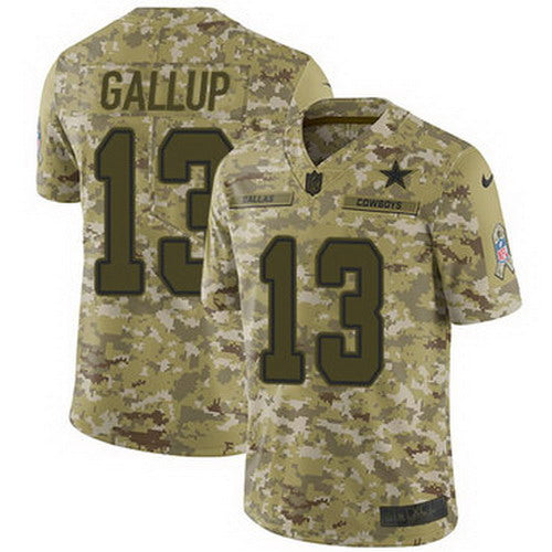 Custom Cowboys #13 Michael Gallup Camo Men’s Stitched NFL Limited 2018 Salute To Service Jersey