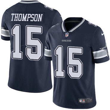 Custom Cowboys #15 Deonte Thompson Navy Blue Team Color Men’s Stitched NFL Vapor Untouchable Limited Jersey