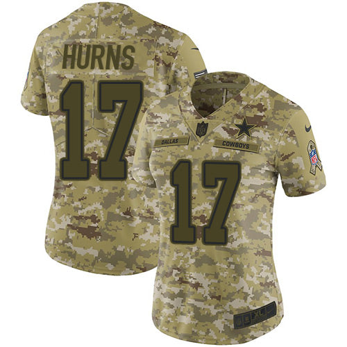 Custom Cowboys #17 Allen Hurns Camo Women’s Stitched NFL Limited 2018 Salute to Service Jersey