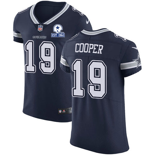Custom Cowboys #19 Amari Cooper Navy Blue Team Color Men’s Stitched With Established In 1960 Patch NFL Vapor Untouchable Elite Jersey