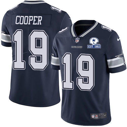 Custom Cowboys #19 Amari Cooper Navy Blue Team Color Men’s Stitched With Established In 1960 Patch NFL Vapor Untouchable Limited Jersey