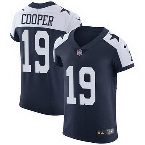Custom Cowboys #19 Amari Cooper Navy Blue Thanksgiving Men’s Stitched NFL Vapor Untouchable Throwback Elite Jersey