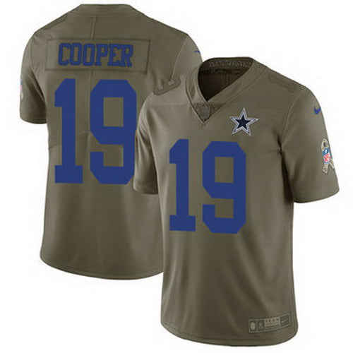 Custom Cowboys #19 Amari Cooper Olive Men’s Stitched NFL Limited 2017 Salute To Service Jersey