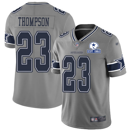 Custom Cowboys #23 Darian Thompson Gray Men’s Stitched With Established In 1960 Patch NFL Limited Inverted Legend Jersey