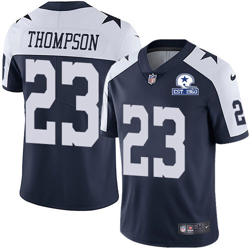 Custom Cowboys #23 Darian Thompson Navy Blue Thanksgiving Men’s Stitched With Established In 1960 Patch NFL Vapor Untouchable Limited Throwback Jersey